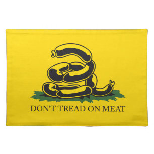 Don't tread on meat funny Gadsden flag parody meme Cloth Placemat