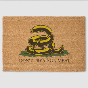 Don't tread on meat funny Gadsden flag parody meme Fiber Doormat