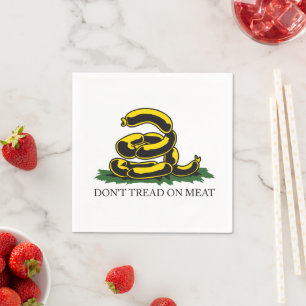 Don't tread on meat funny Gadsden flag parody meme Napkins