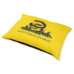 Don't tread on meat funny Gadsden flag parody meme Pet Bed