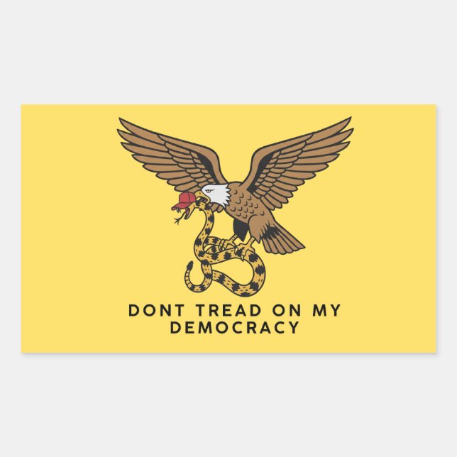 Don't tread on my democracy rectangular sticker (Front)
