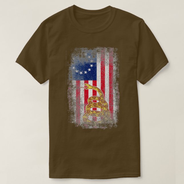 Dont Tread Patriot On Me Gadsden Snake Flag  T-Shirt (Design Front)