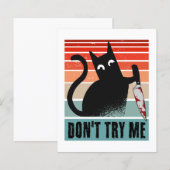 Don't try me, Moody Cat with knife Invitation (Front/Back)