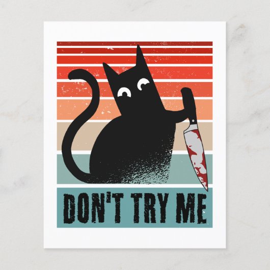 Don't try me, Moody Cat with knife Invitation (Front)