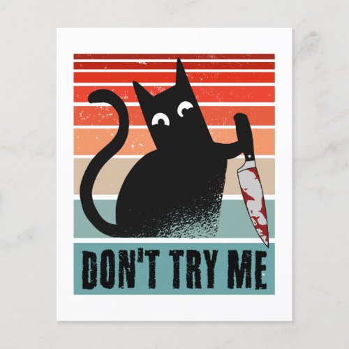 Dont try me Moody Cat with knife Invitation
