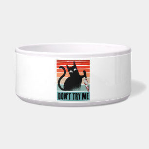 Don't try me, Moody Cat with knife Invitation Bowl