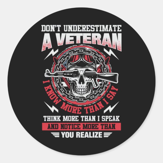 Dont Underestimate Veteran - US Classic Round Sticker (Front)