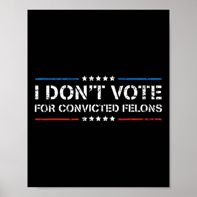 Don't Vote For Convicted Felons Anti-trump 1  Poster (Front)