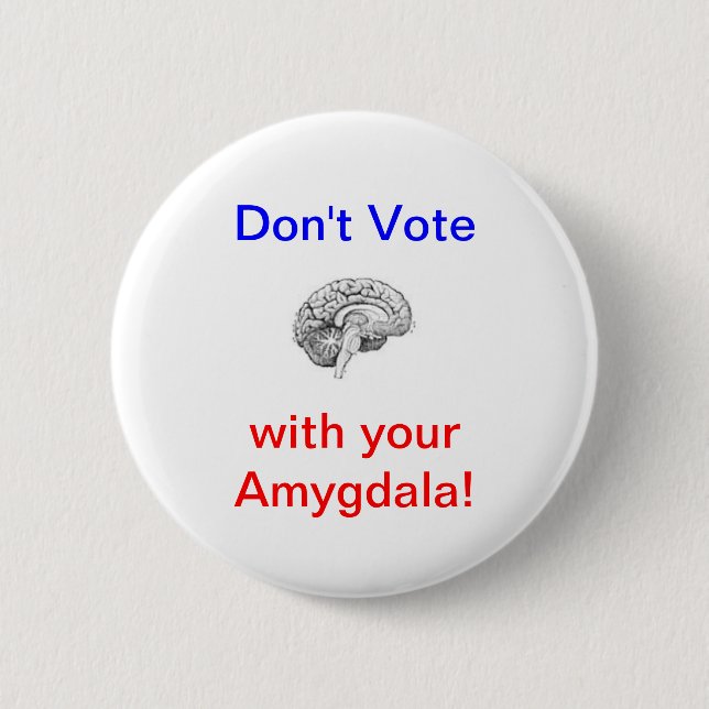 Don't Vote with your Amygdala! Pinback Button (Front)