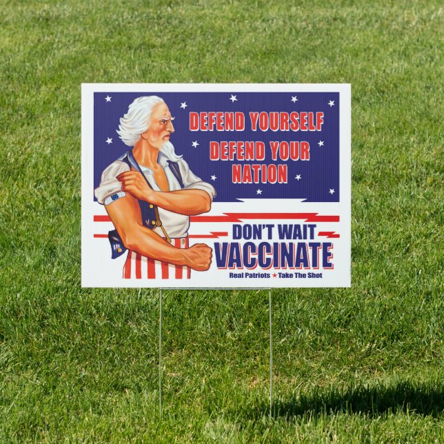 Don't Wait Vaccinate Uncle Sam Retro Take The Shot Sign (Insitu)
