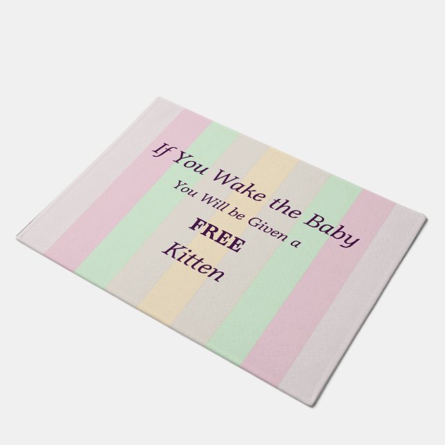 Don't Wake the Baby Free Kitten Funny Doormat (Angled)