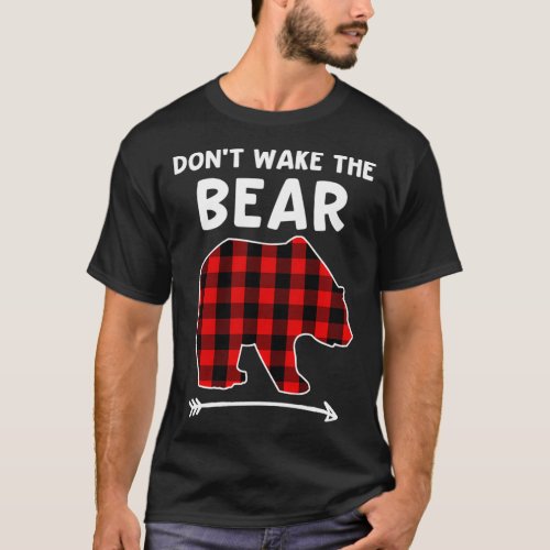 Dont Wake The Bear Black  Red Plaid Bear  T_Shirt