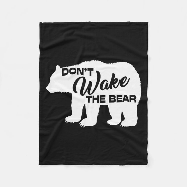 Don't Wake The Bear Funny Bear Silhouette Graphic  Fleece Blanket (Front)