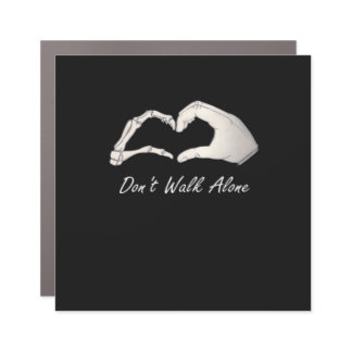 Don't Walk - White Classic - Skeleton Hands Hearts Car Magnet