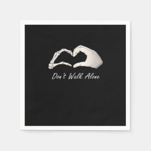 Don't Walk White Classic Skeleton Hands Hearts Napkins