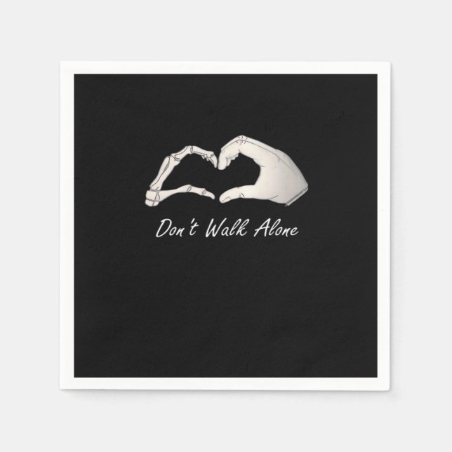 Don't Walk White Classic Skeleton Hands Hearts Napkins (Front)