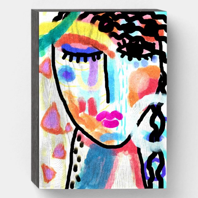 Don't Wanna Talk Abstract Art Wood Box Sign (Front Vertical)