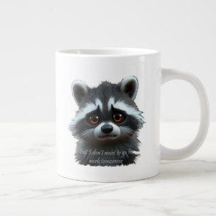 Don't wanna work Raccoon Animal Giant Coffee Mug