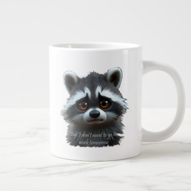 Don't wanna work Raccoon Animal Giant Coffee Mug (Right)