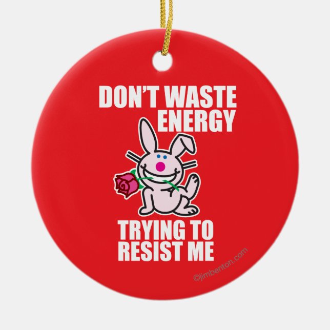 Don't Waste Energy Ceramic Ornament (Front)