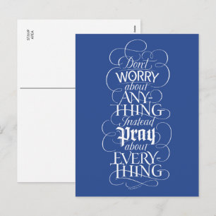 DON'T WORRY about anything - Christian Calligraphy Holiday Postcard