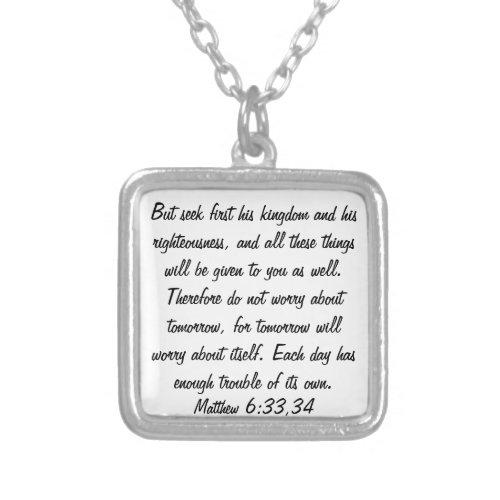 Dont worry about tomorrow bible verse necklace