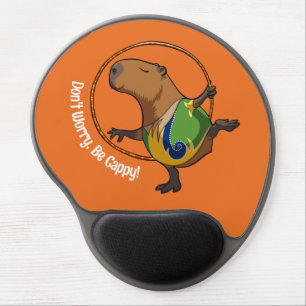 Don't Worry Be Cappy Capybara Gymnast Hoop Cartoon Gel Mouse Pad