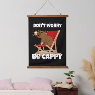 Don't Worry Be Cappy, Cute Capybara Gift Animal Hanging Tapestry