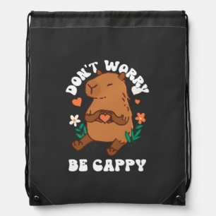 Don't Worry Be Cappy  Drawstring Bag