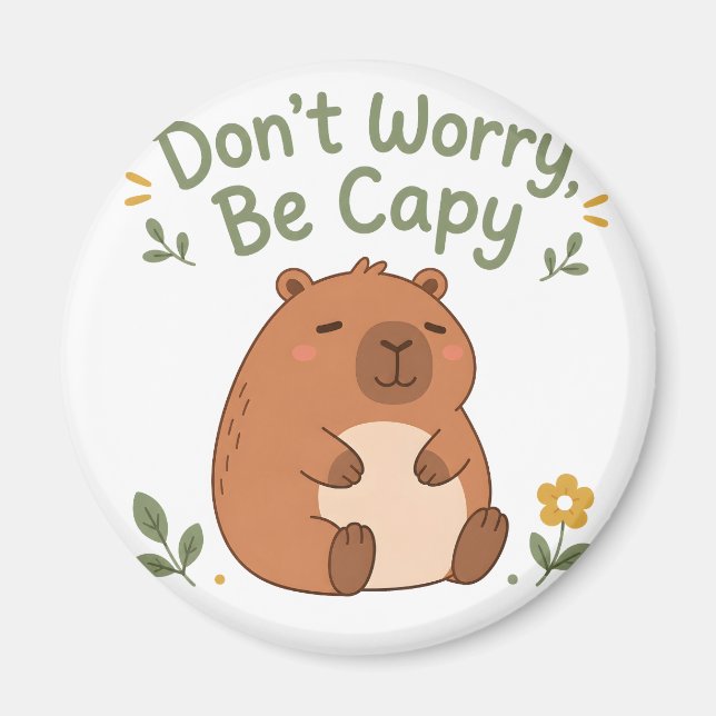 Don't Worry Be Capy Cute Capybara Magnet (Front)