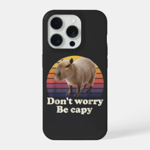 Don't Worry Be Capy Cute Capybara Pun Design iPhone 15 Pro Case