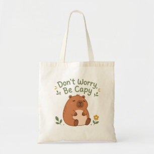 Don't Worry Be Capy Cute Capybara Tote Bag