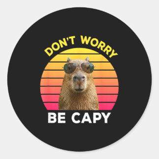 Dont worry be capy funny capybara  classic round sticker