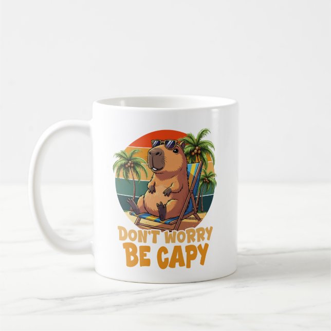 Dont Worry Be Capy Funny Capybara Coffee Mug (Left)