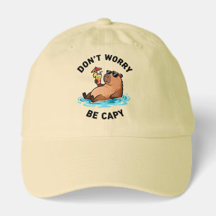 Don't Worry Be Capy Funny Capybara Pun Hat