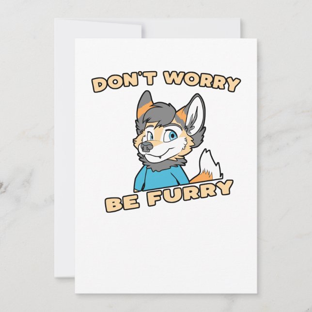 Don't Worry Be Furry Furry Fandom Fursuit Gift Holiday Card (Front)