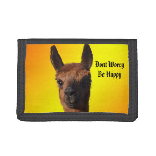 Dont Worry Be Happy Alpaca, Trifold Wallet