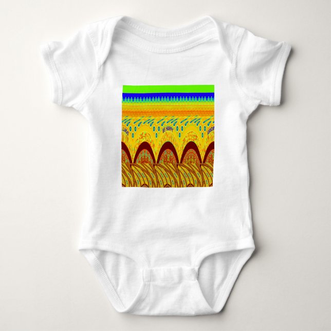 Don't Worry Be Happy Art Print Design Baby Bodysuit (Front)