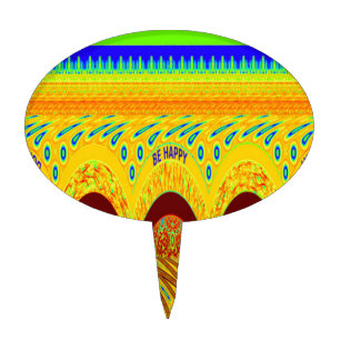 Don't Worry Be Happy Art Print Design Cake Topper