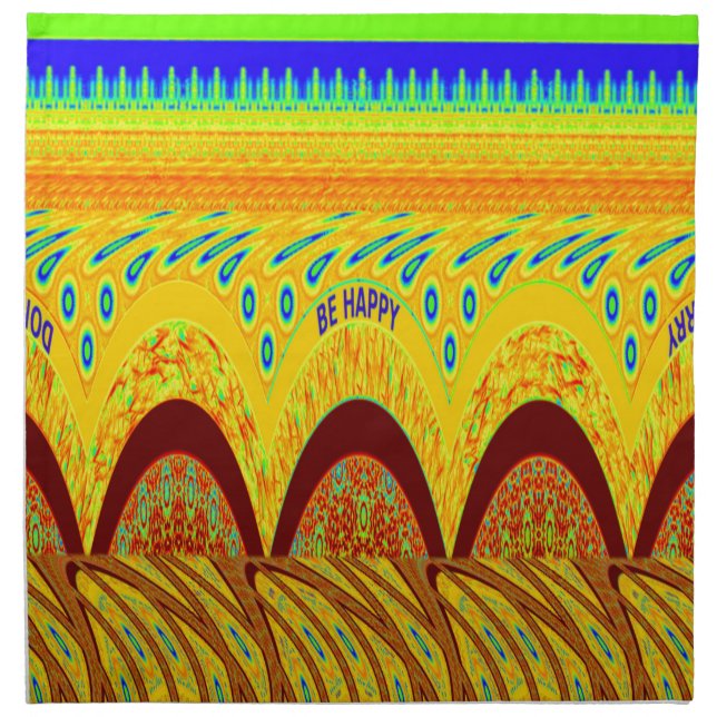 Don't Worry Be Happy Art Print Design Cloth Napkin (Front)