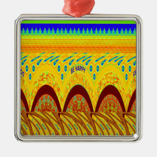 Don't Worry Be Happy Art Print Design Metal Ornament