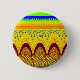Don't Worry Be Happy Art Print Design Pinback Button