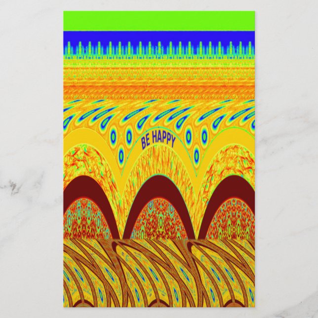 Don't Worry Be Happy Art Print Design Stationery (Front)