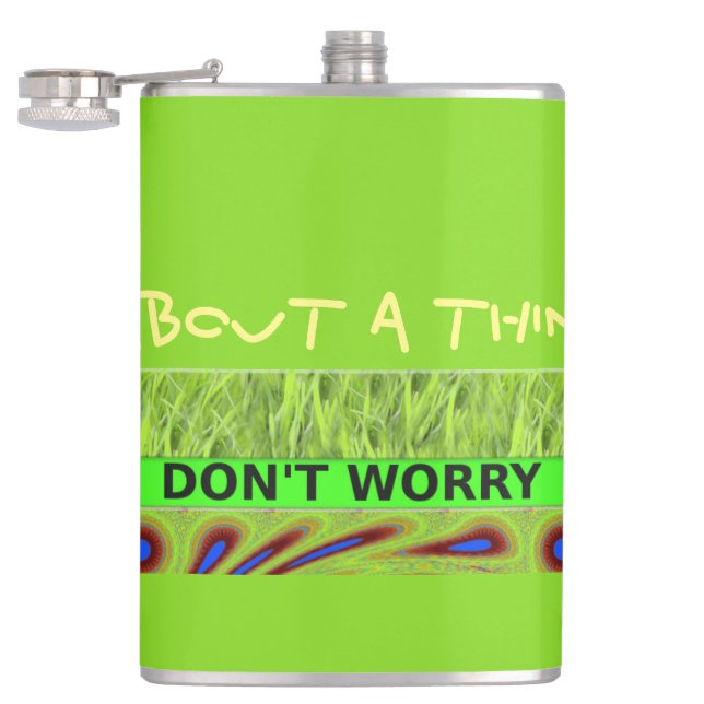 Don't Worry Be Happy Art Print Flask (Opened)