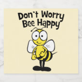 Don't Worry Be Happy Bee | Bumble Bee Beer Bottle Label (Single Label)