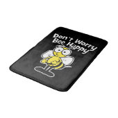 Don't Worry Be Happy Bee | Bumble Bee Black Bath Mat (Angled)