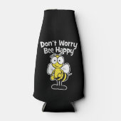 Don't Worry Be Happy Bee | Bumble Bee Black Bottle Cooler (Front)