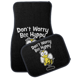 Don't Worry Be Happy Bee Bumble Bee Black Car Floor Mat