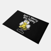 Don't Worry Be Happy Bee | Bumble Bee Black Doormat (Angled)