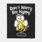 Don't Worry Be Happy Bee | Bumble Bee Black Fleece Blanket (Front)
